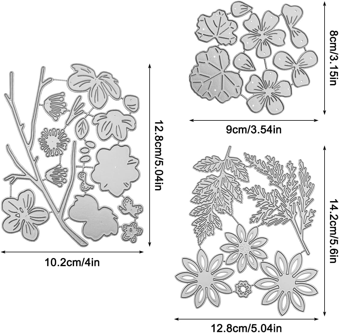3D Flower&Leave Die Cuts for Card Making, AFUNTA 3 Sets Metal Die Cutting Card Making Supplies for DIY Scrapbook, Photo Album Decor image number 3