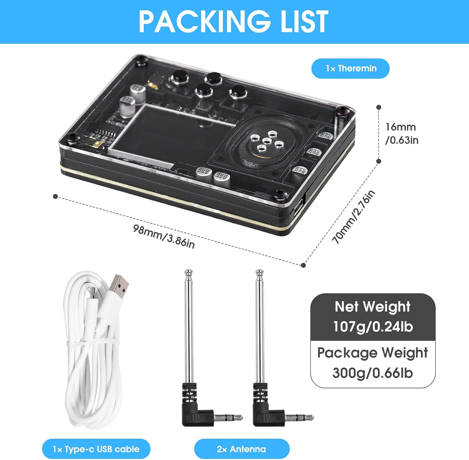 Mini Theremin: Theremin Musical Module, Mini Musical Instrument with Screen Display, Display Waveform, Time, Frequency, Volume, Piano Pitch, Best Friend image number 6