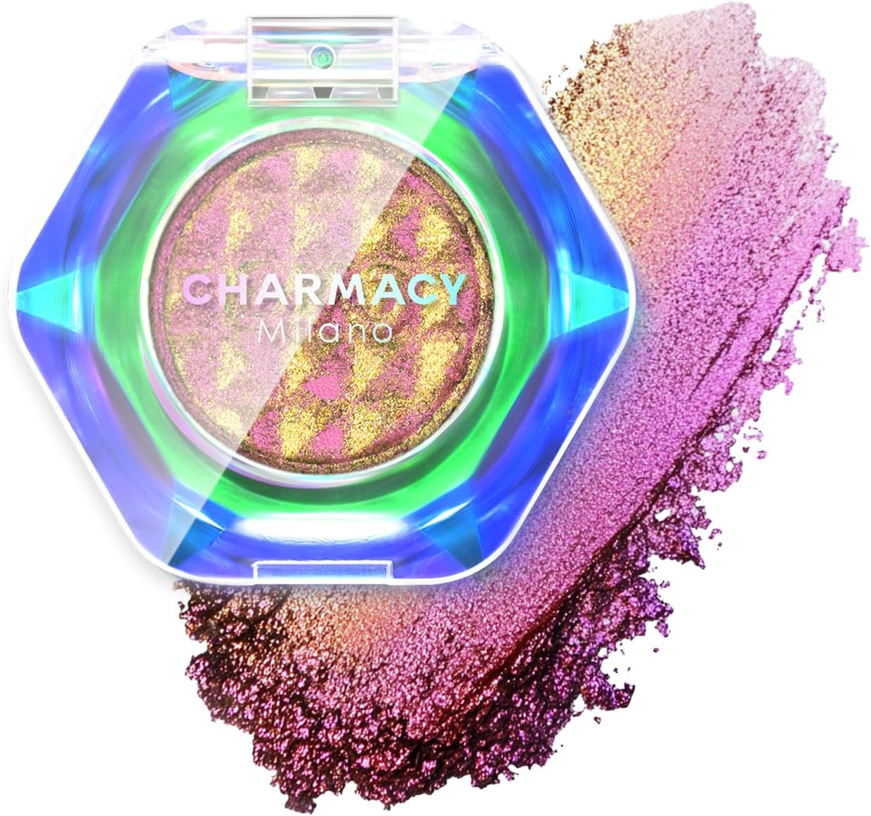 CHARMACY Multichrome Glitter Eyeshadow, Intense Pigmentation Chameleon Sparkling Eyeshadow, Bright Highlighter Duochrome Eye Make Up, Multi-Reflective Finishes Glitter Metallic Eye Makeup #05