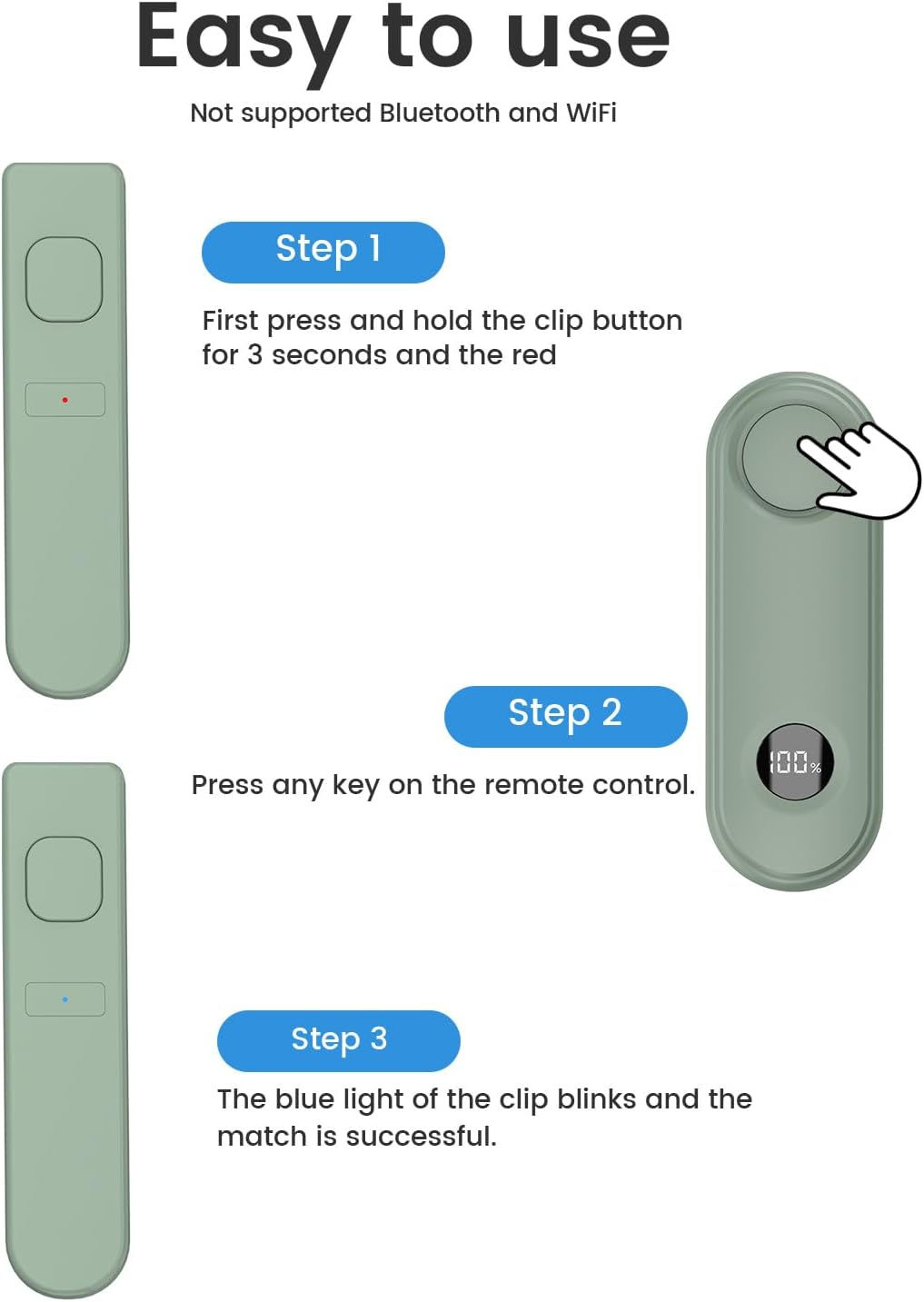 RF Remote Page Turner for Kindle, RF Remote Control Clicker, for Kindle Paperwhite Accessories Kobo E-Book Ipad Tablets Phone Reading Novels,E-Book,Green - Pink image number 2