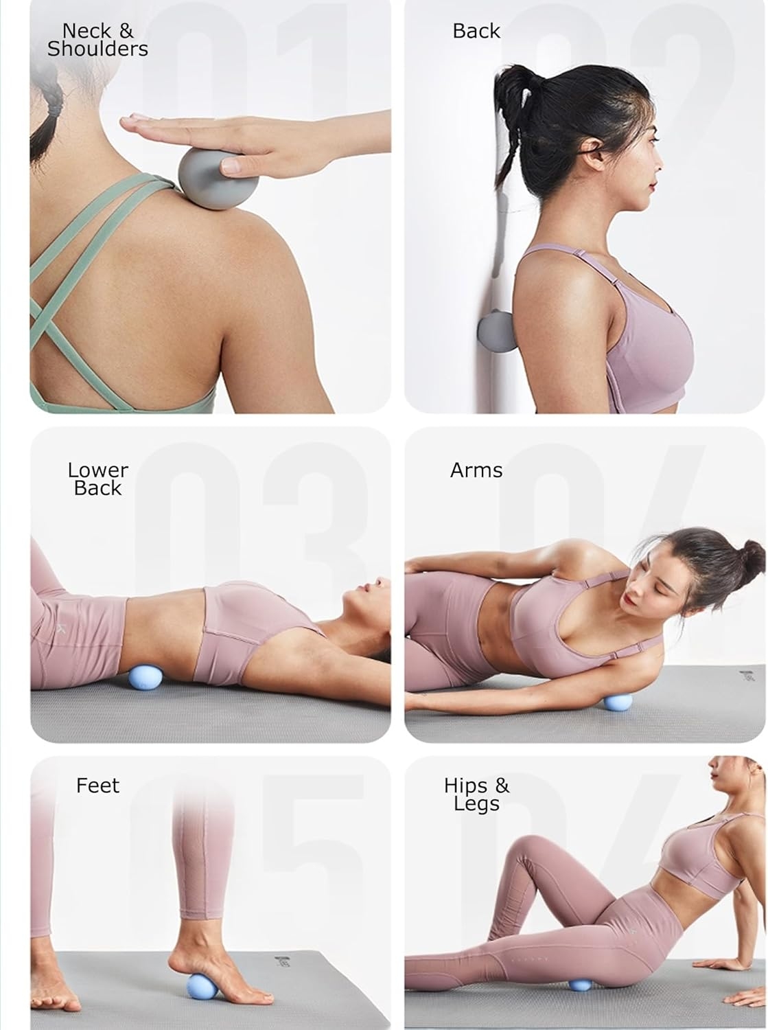 Wayfurr Massage Ball Set &ndash; 2 Pack Smooth Lacrosse Ball & Spiky Massage Ball for Myofascial Release, Deep Tissue Massage, Plantar Fasciitis Relief