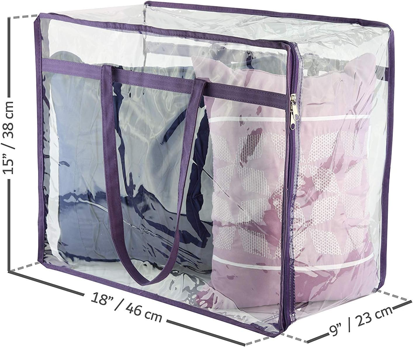 Clear Zippered Storage Bags (3-Pack) Closet Organizer Vinyl Bag for Bedding, Linen, Blankets, Duvet Covers, Comforters, Clothes & Toys | Multi Purpose & Space Saver PVC Organizers image number 1