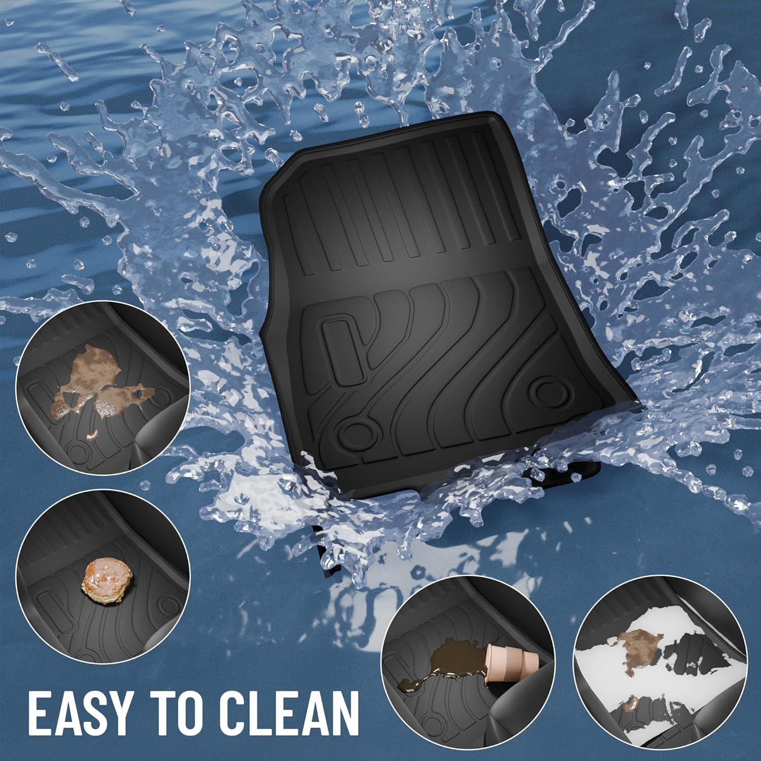 Car Floor Mat Suitable for BYD Shark 6 2024 2025, Australian Right Hand Drive, 3PCS Waterproof Carpet Floor Mats Front and Rear 3D TPE Anti-Slip Pads, All Weather Protection Car Mats