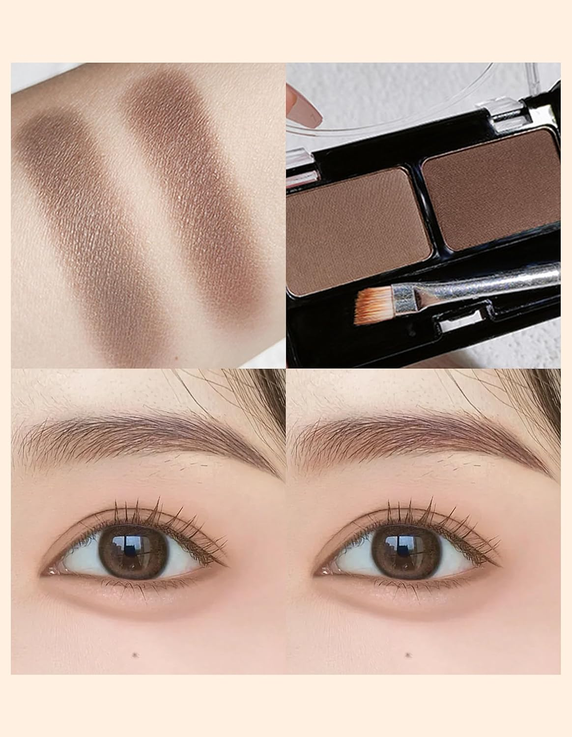 Erinde Eyebrow Powder Makeup Palette, 2 Colors Brow Powder Palette with Brow Brush and Razor, Eyebrow Tint Powder Filler to Shape Natural Brows, Long-Lasting Waterproof Brow Kit #3 - 3 image number 2