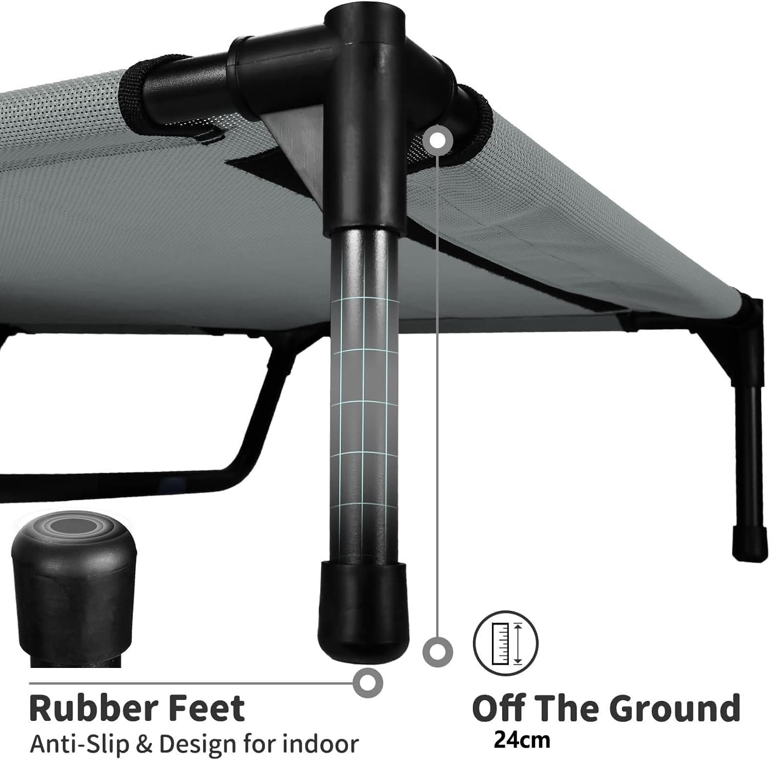 HAOLEYAO Elevated Dog Bed - Heavy Duty Dog Cot, Washable Raised Dog Bed with Chew Proof Mesh and Metal Frame, Portable Bed for Outdoor Use, Dog Cots Beds for X-Large Dogs (Grey, Xl(120X88X24Cm)) image number 4