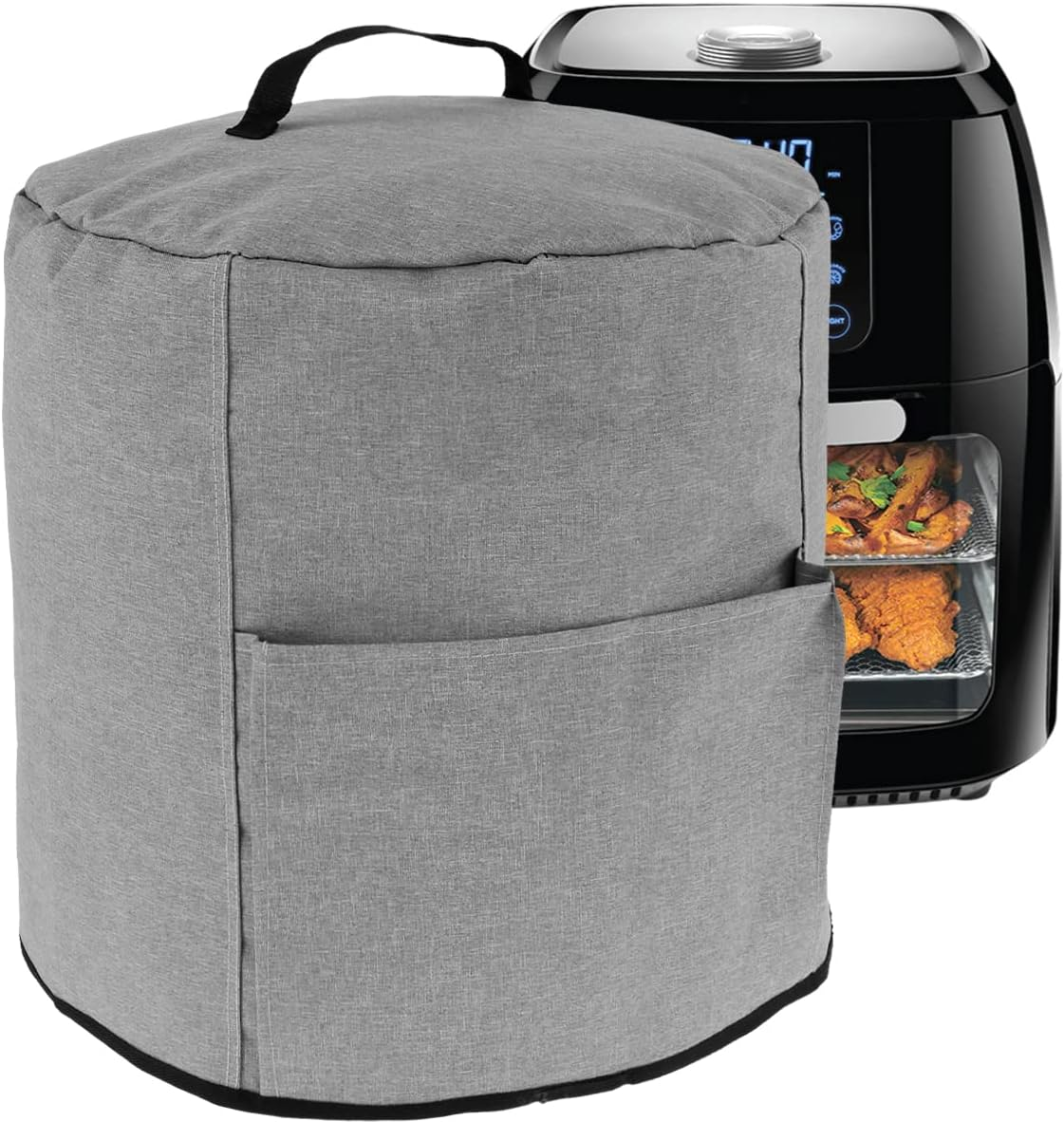 Air Fryer Dust Cover with Handle and Storage Pocket Reusable Oxford Cloth Pressure Cooker Protective Cover Washable Rice Cooker Small Appliance Dust Cover Fryer Accessories for Air Fryer BN image number 4