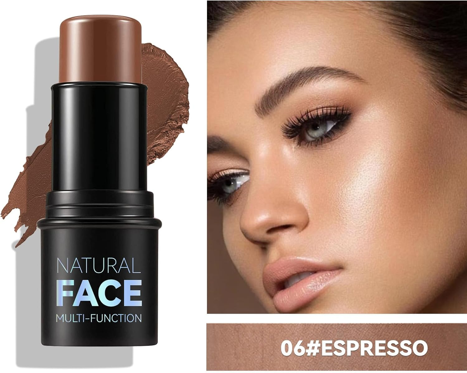 Roseflower 3Pcs Face Contour Makeup Set, Highlighter and Blush Cream Kit with Brush, Contouring Stick for Fair Skin, Concealer for Beginner Women Teen Girls - 22 image number 2