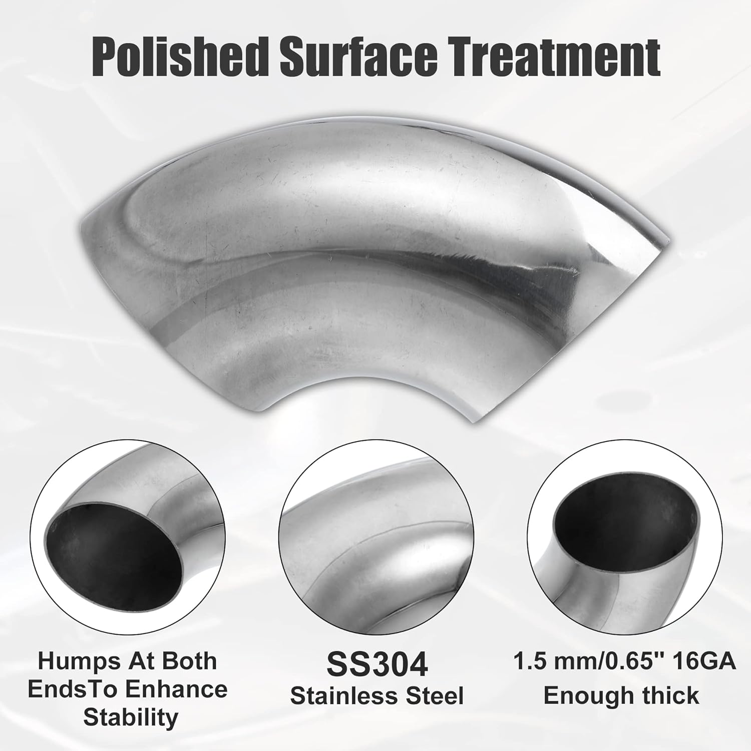 X AUTOHAUX 2Pcs OD 3 Inch 90 Degree Mandrel Bend Elbow SS304 Stainless Steel Bend Tube Exhaust Elbow Pipe for Car Modified Exhaust System 3" Piping Silver Tone