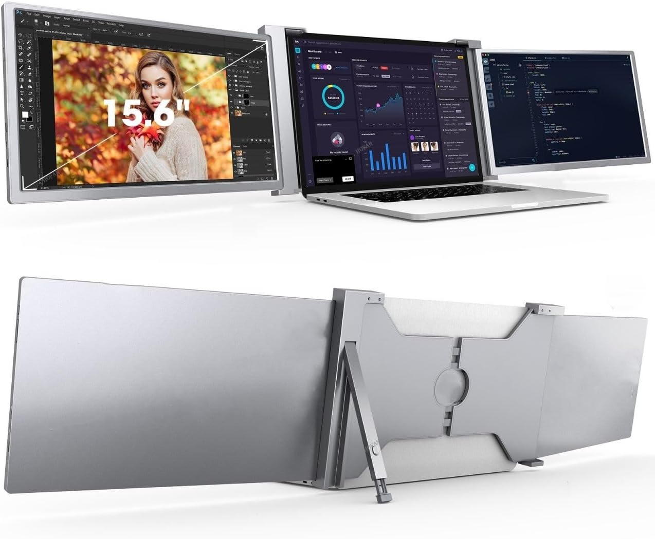 Trion Portable Monitor Extender for Laptop Full HD Foldable Dual Screen 15.6 Inches - Grey (1 Year AU Warranty) image number 6