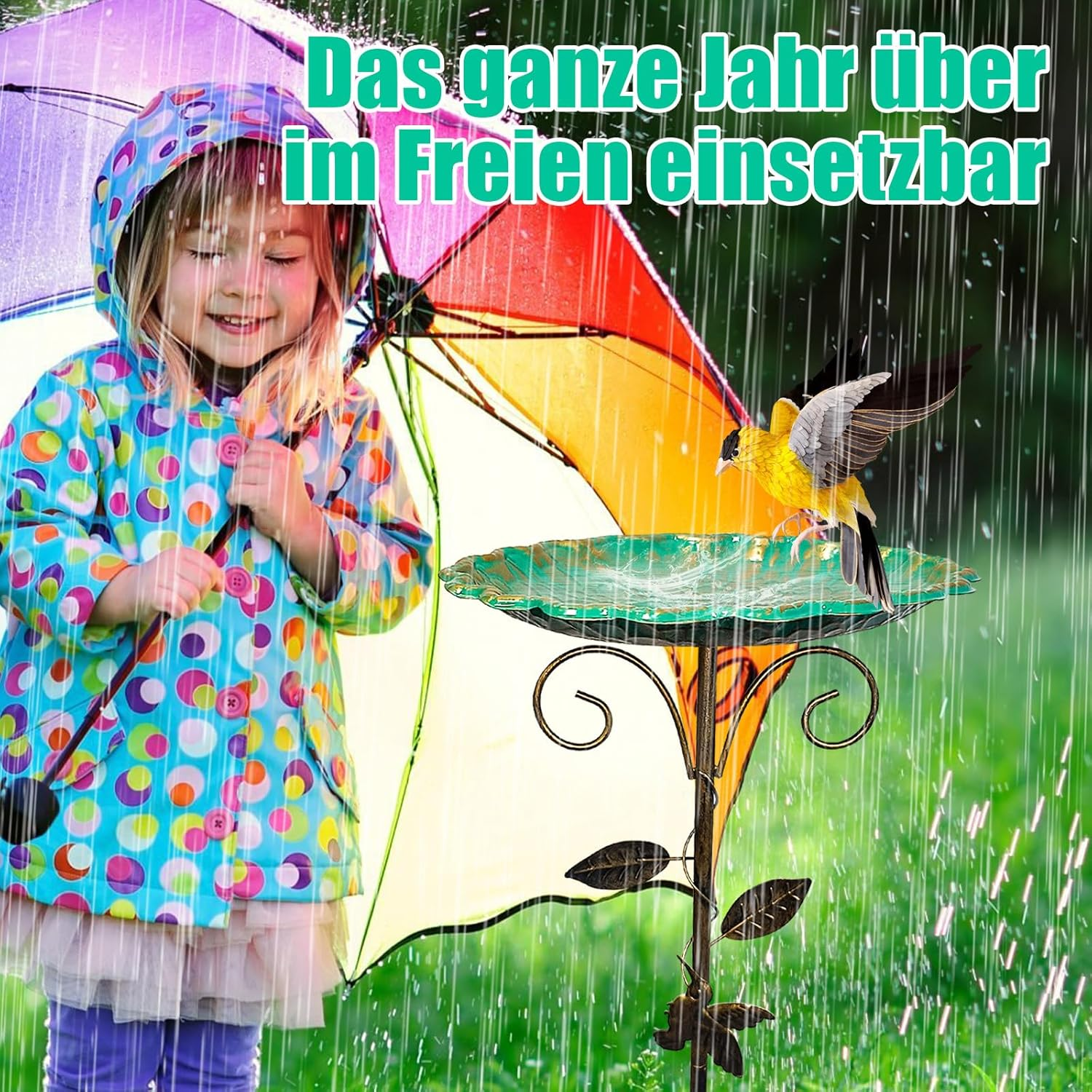 Metal Bird Bath for Garden, Bird Bath, Standing Garden Decoration, Water Bowl for Wild Birds, Water Bath for Birds, Garden Decoration Outdoor, Bird Bath, Winterproof, Frost-Proof (B) image number 4