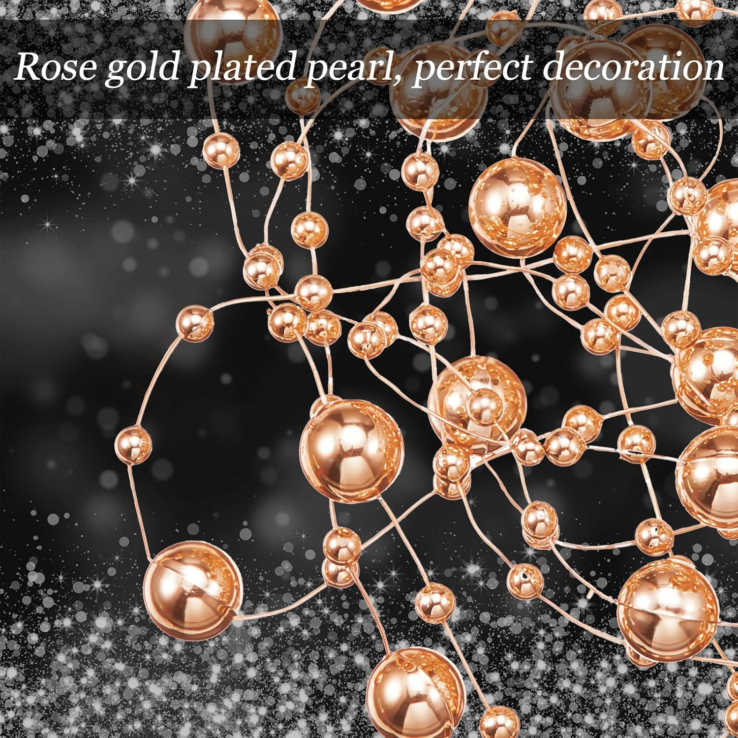Tondiamo 24 Pcs Artificial Pearl String for Floating Candle Faux Pearls Beads String Party Garland Decoration for Vases Filler Wedding Centerpiece Christmas Party Decor(Rose Gold) image number 4