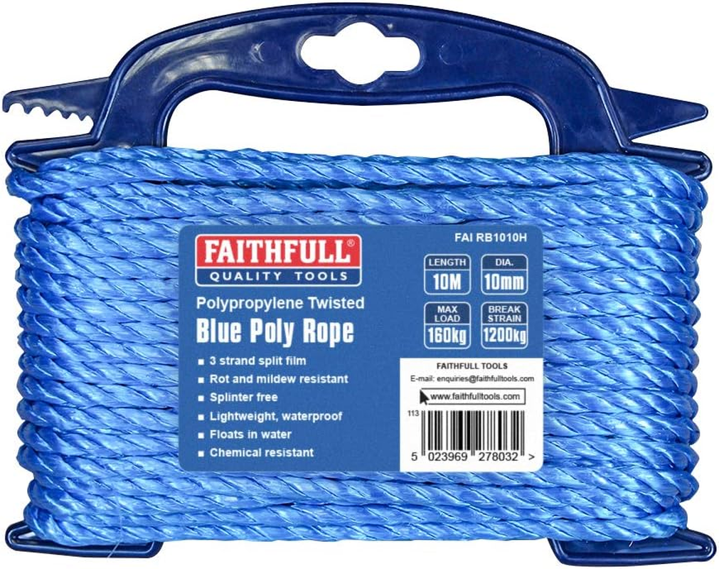 Faithfull FAIRB30100 Blue Poly Rope Coil 10Mm Dia X 30M Max Load 160Kg, Breaking Strain 1200Kg image number 7