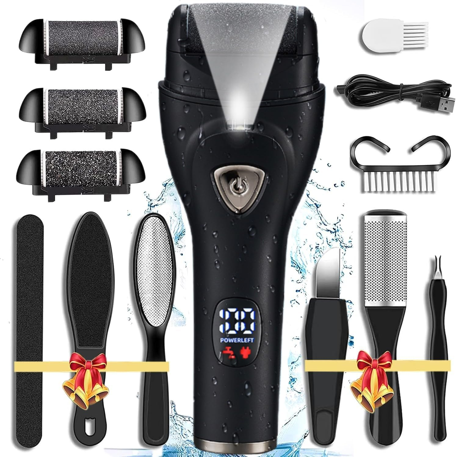 Foot Callus Remover - Professional Electric Callus Remover Pedicure Tools, Waterproof Foot Scrubber File for Hard Cracked Dry Dead Skin, Foot Care Kit,For Dead Skin Ideal with 3 Rollers, 3 Speed image number 4