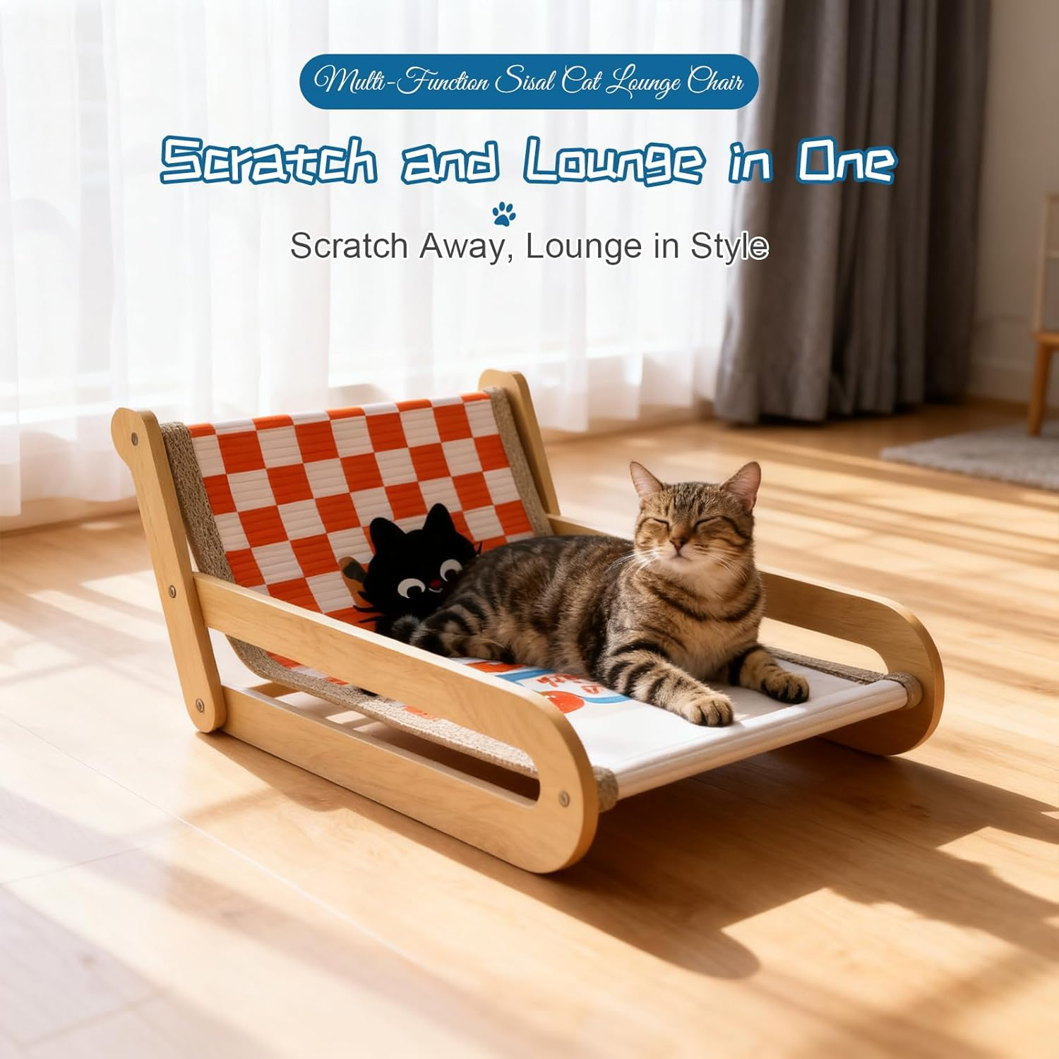 Tianher Scratching Post, Cat Scratching Board Aesthetic Cat Scratcher Sisal Durable Scratch Pad Scratch Mat Dual-Use Sisal Cats Scratcher Pet Furniture for Indoor Cats image number 4