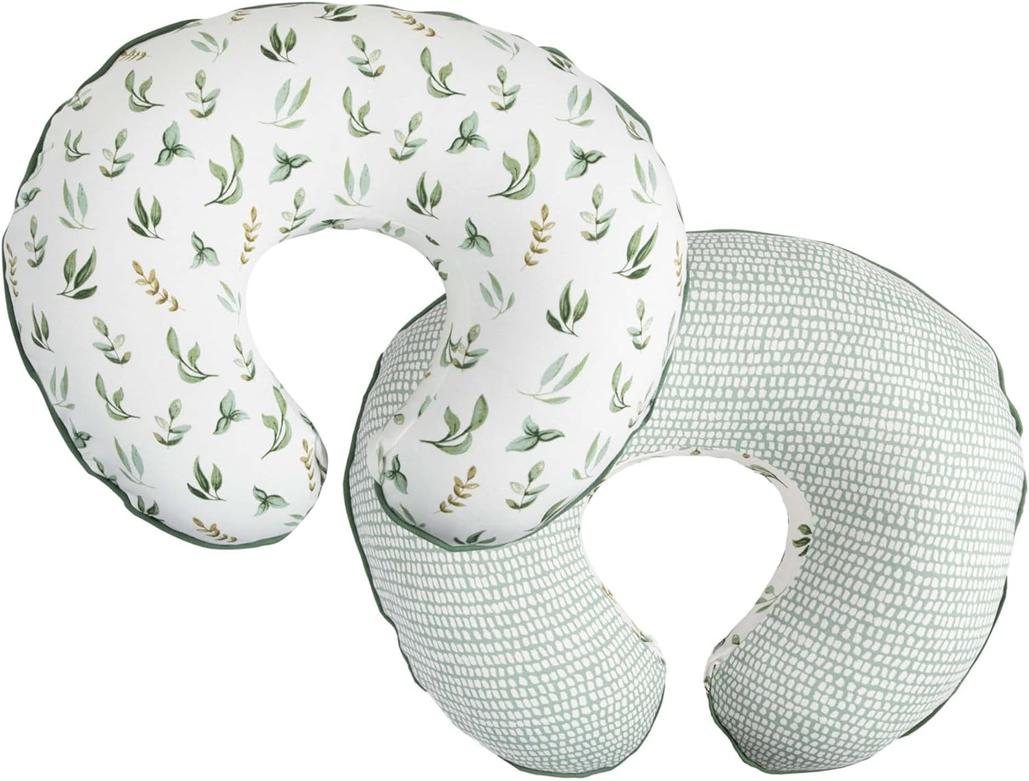 Boppy Organic Original Support Nursing Pillow Cover, Green Little Leaves, 100% Organic Cotton Jersey Cover Fits All Boppy Original Nursing Supports for Breastfeeding and Bottle, Cover Only image number 1