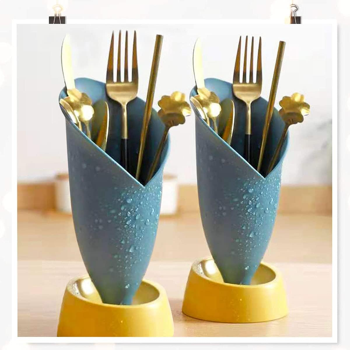 Cutlery Holder Kitchen Cutlery Container Cutlery Drainer - Multifunctional Plastic Cutlery Basket for Organising Knives, Forks, Spoons. Can Also Be Used in Bathroom, Living Room Storage image number 5