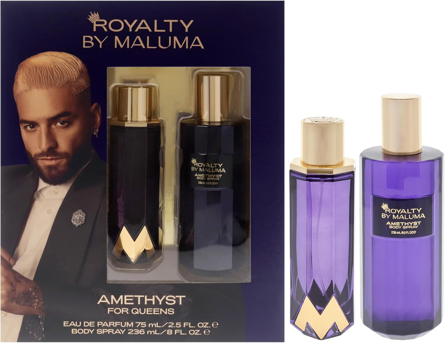 Amethyst by Royalty by Maluma for Women - 2 Pc Gift Set 2.5Oz EDP Spray, 8Oz Body Spray image number 4