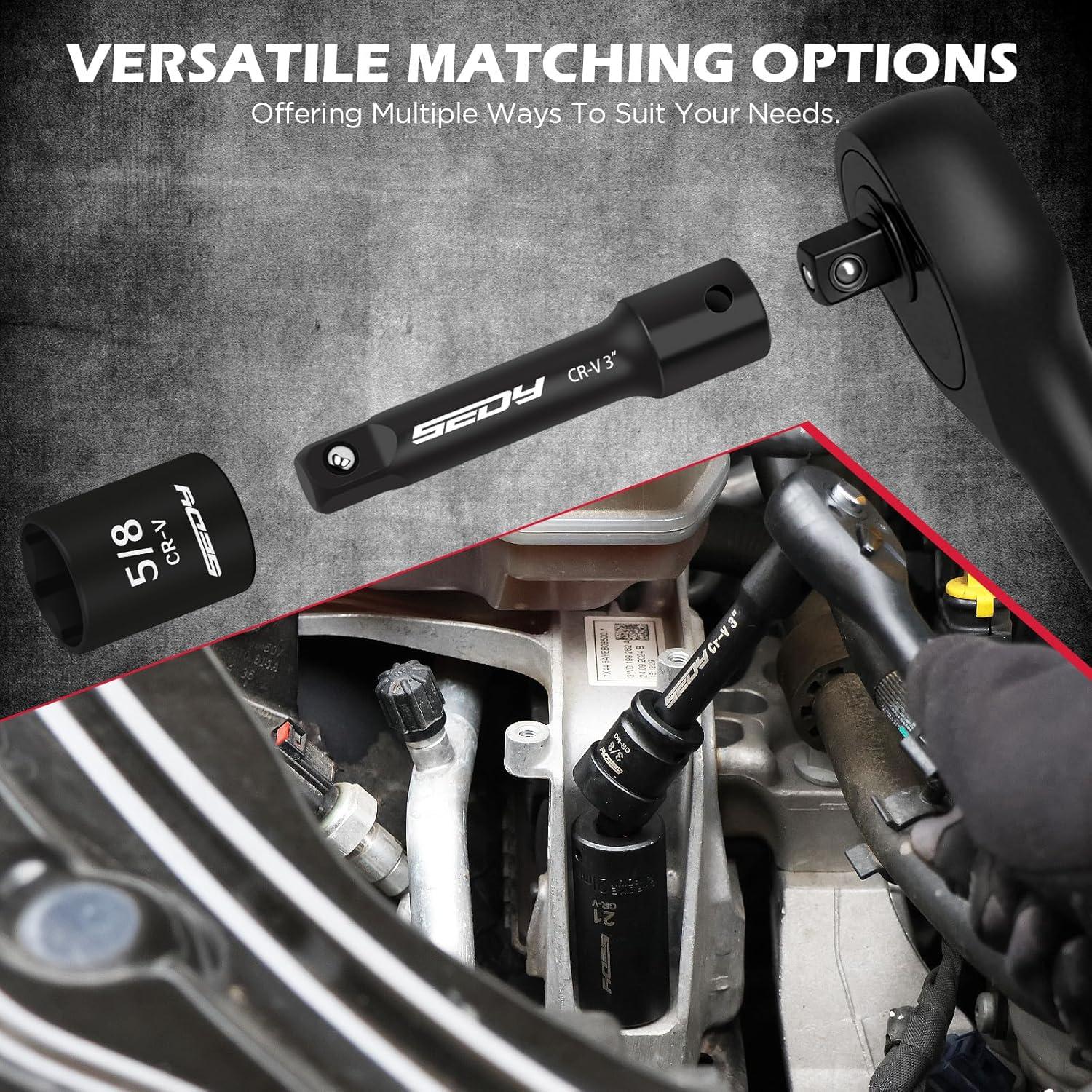 SEDY 132-Piece Mechanics Tool Set, Sae/Metric 1/4" & 3/8" Drive Socket Set, Ratcheting Wrenches, Extensions & Adapters, Quick-Release Ratchet, Professional Auto Repair Tool Kit with Storage Case