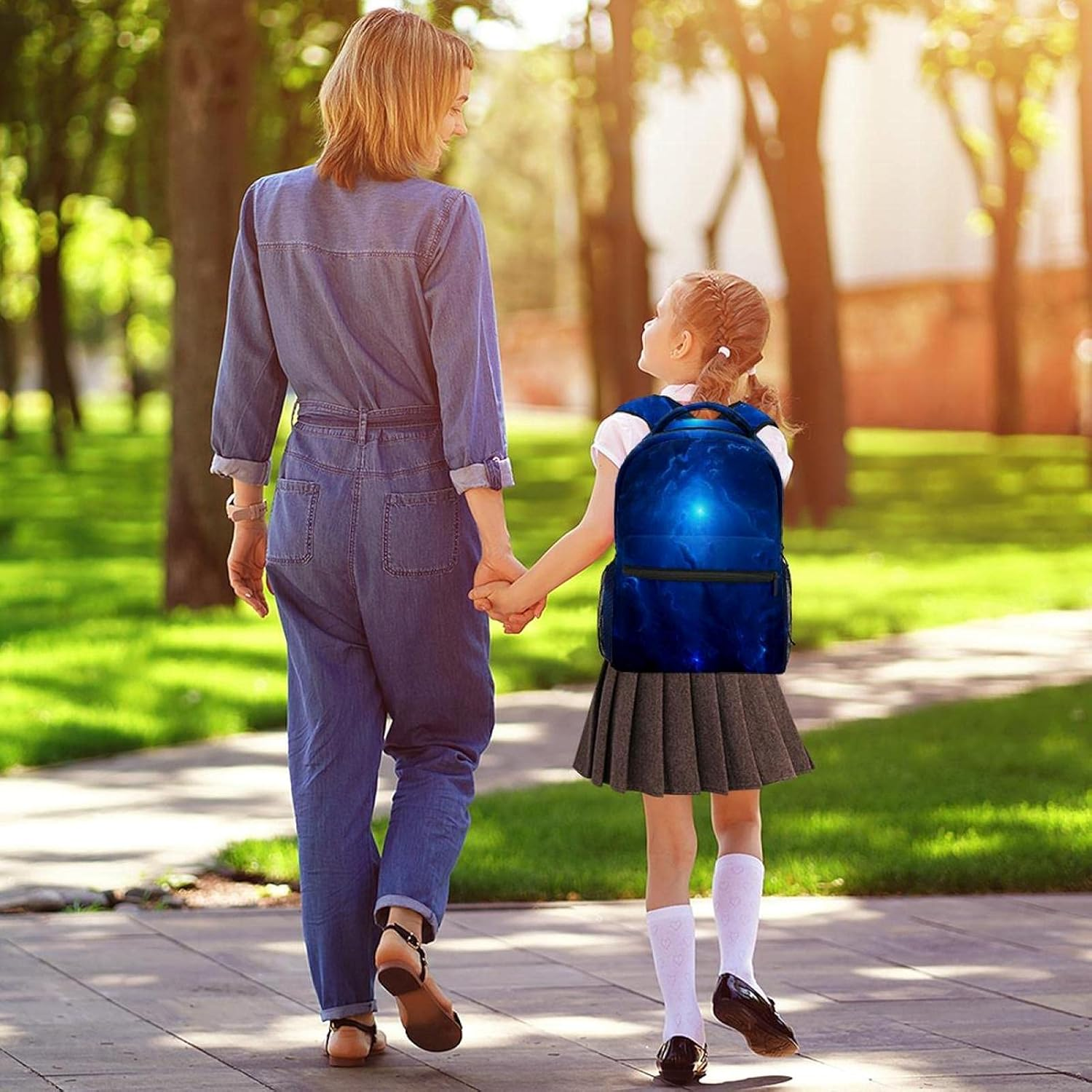 Blue Nebula Star Backpack Students Shoulder Bags Travel Bag College School Tote Backpacks image number 4