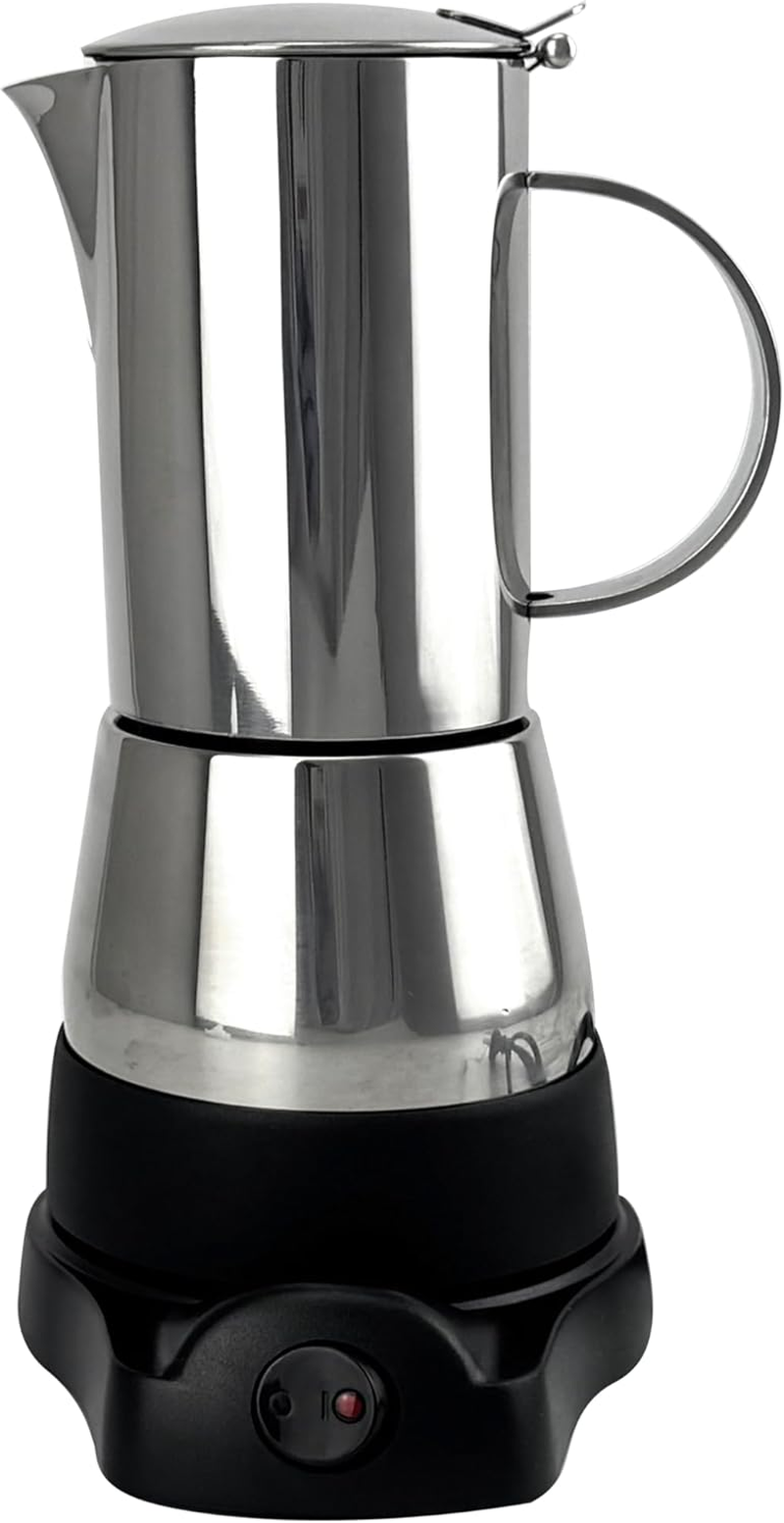 Electric Moka Pot Coffee Maker - 6 Cup (300ML) Stainless Steel Espresso Percolator with Auto Shut-Off, Italian Classic Fast Brewing for Home & Office -Stainless Steel Handle image number 5