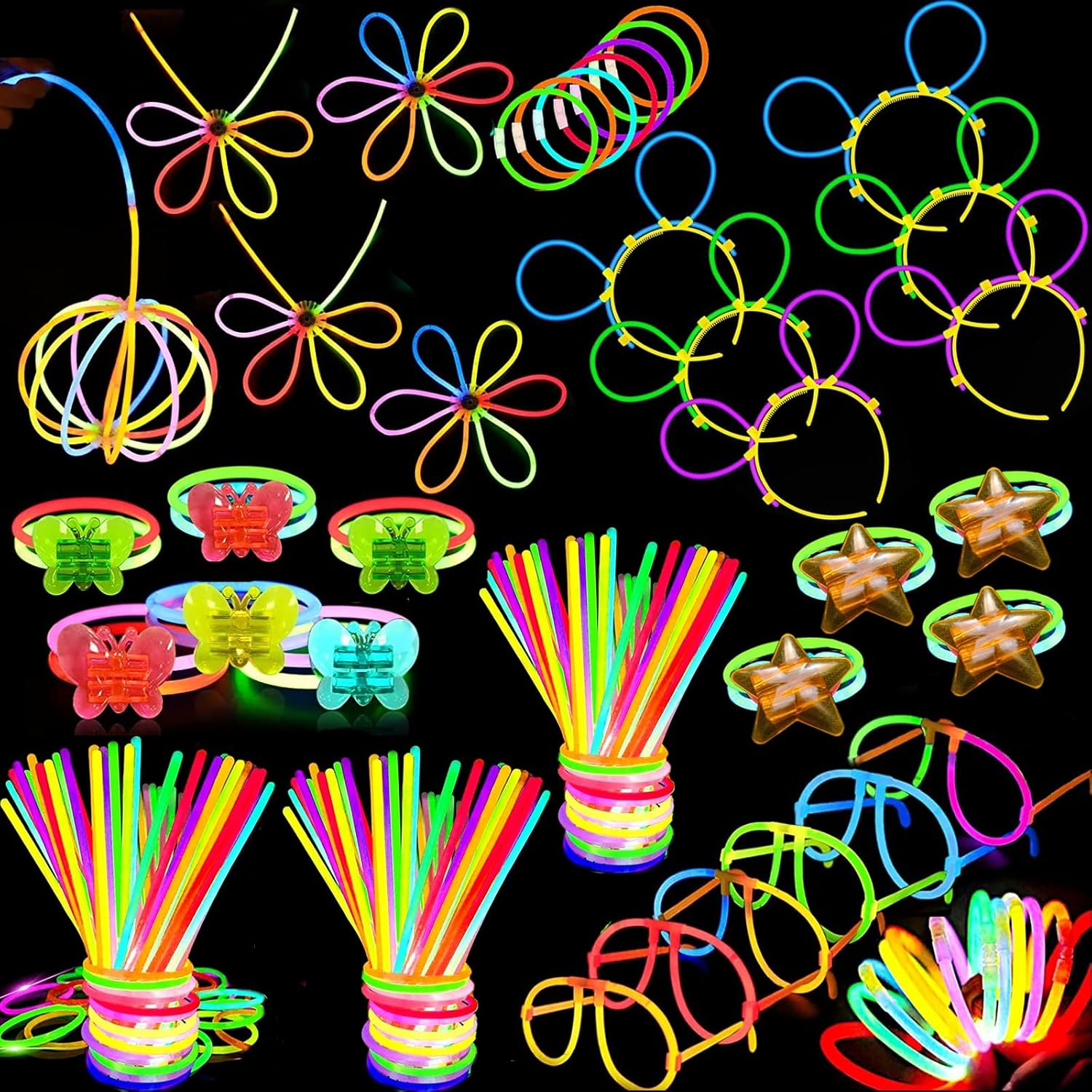 628 PCS Glow Sticks Bulk, 8" Glowsticks with Connectors Bracelets Necklaces Balls Eyeglasses and More for Kid Party Birthday Dark Party Supplies Adults Party Deco Camping Wedding image number 5