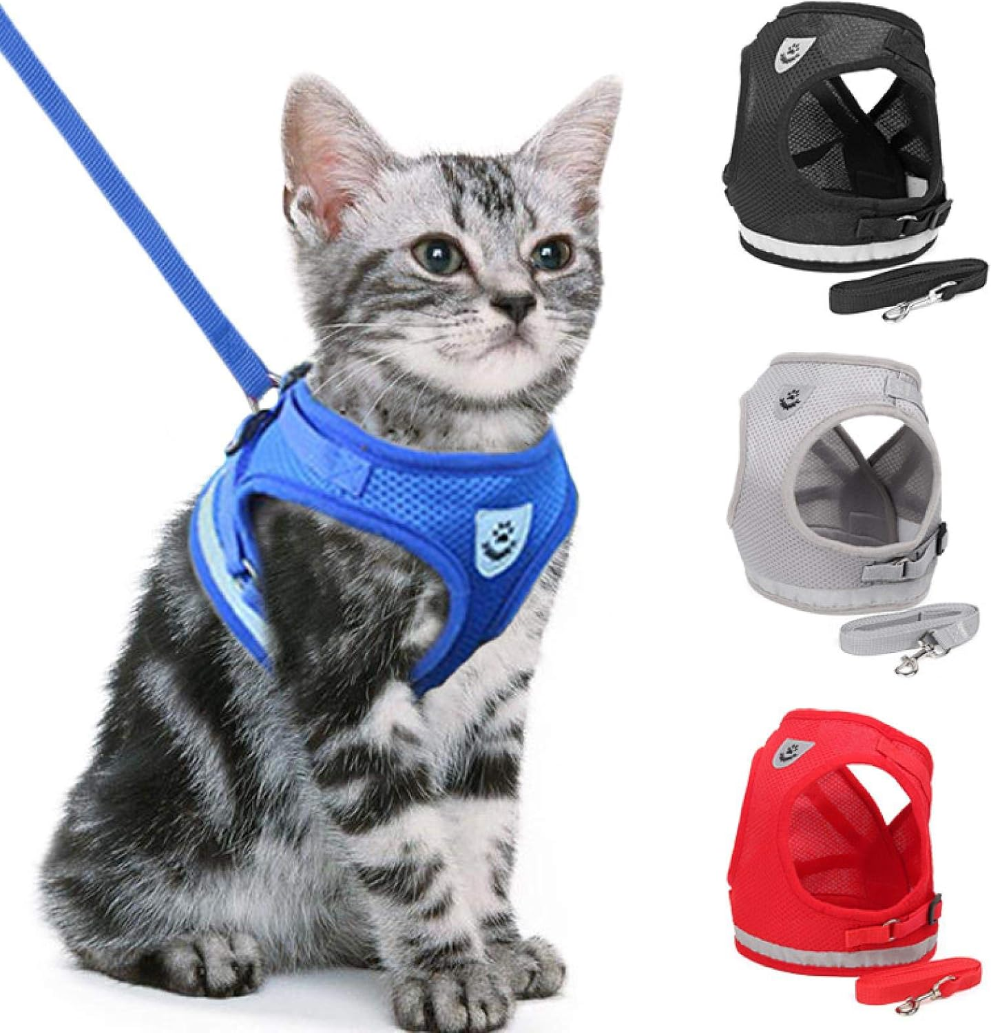 Reflective Cat Adjustable Harness Vest Walking Straps for Cat Lead Leash Kitten Dog Puppy Leads Pet Chest Harness for Cats Set
