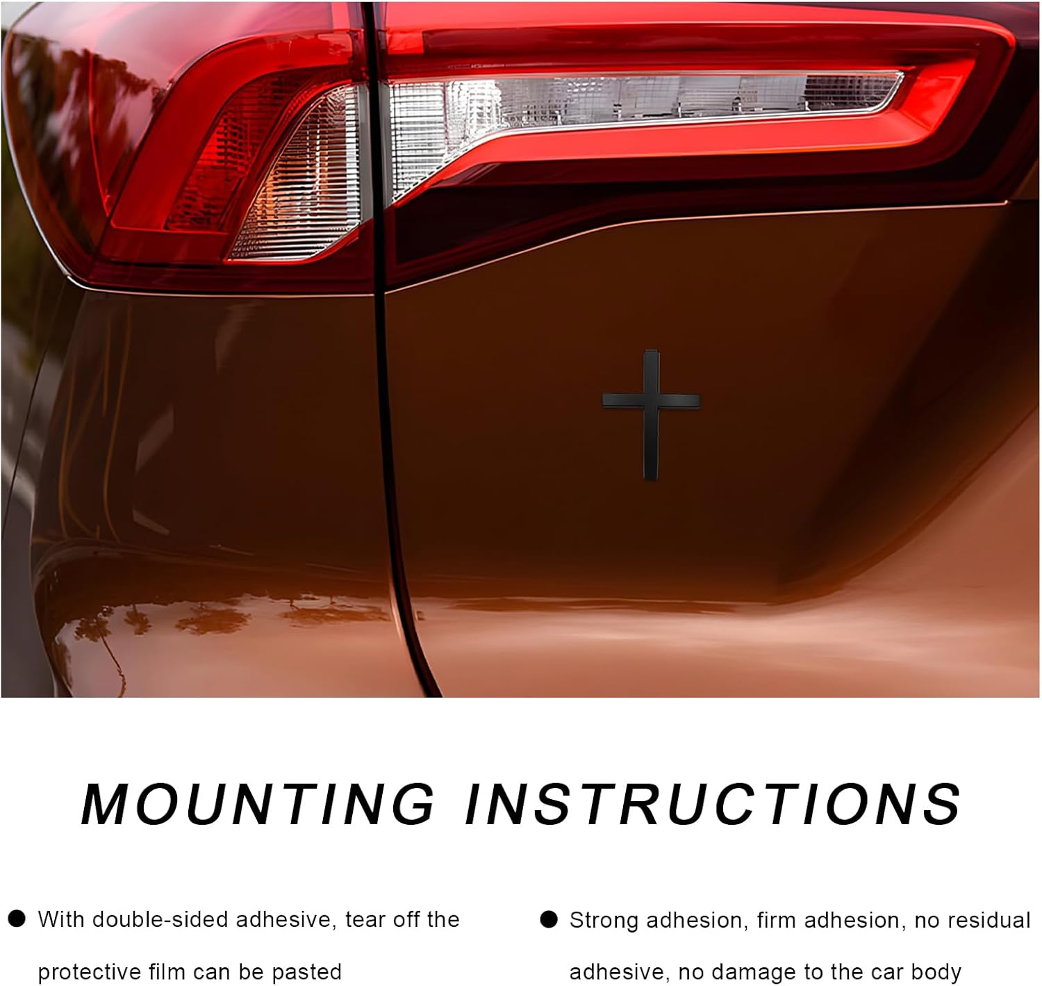 FSTURIOS 2PCS Metal Christian Cross Emblem Stickers, 2.5&times;1.8In 3D Jesus Christ Auto Emblem Badge Decal, Self-Adhesive Styling Cross Decal Decoration for Trunk Tailgate Side Fender (Black) image number 5