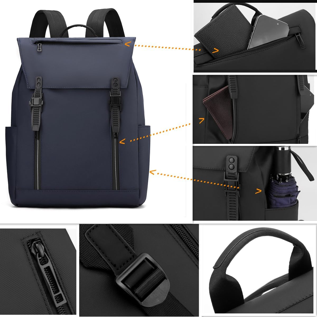 Fashion Laptop Backpack, Tear Resistant Business Backpack for Travelling, Extra Large Laptop Backpack for Men Women, Water Resistant Backpack for School, Fits up to 16Inch Notebook, Deep Blue image number 1