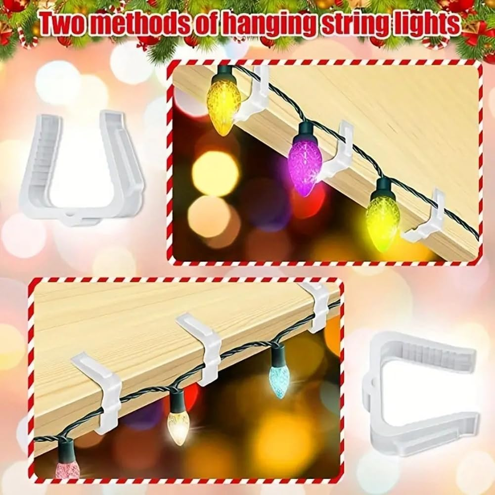 50 Pcs Christmas Light Hanger Hooks 1 5/8 Inch Fascia Boards Clips Weatherproof Plastic Outdoor Holiday Light Clip image number 1