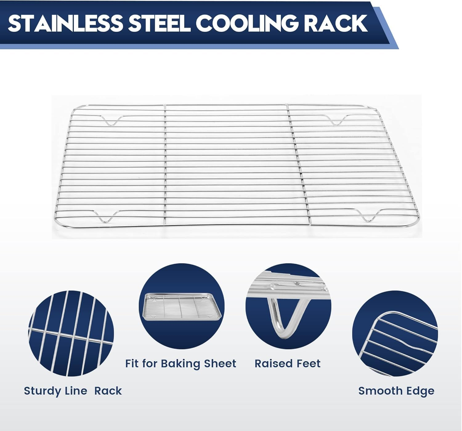 Baking Sheet & Rack Set [2 Sheets + 2 Racks], Stainless Steel Cookie Pan with Cooling Rack, Size 40.5 X 30.5Cm, Non Toxic & Heavy Duty & Easy Clean image number 1