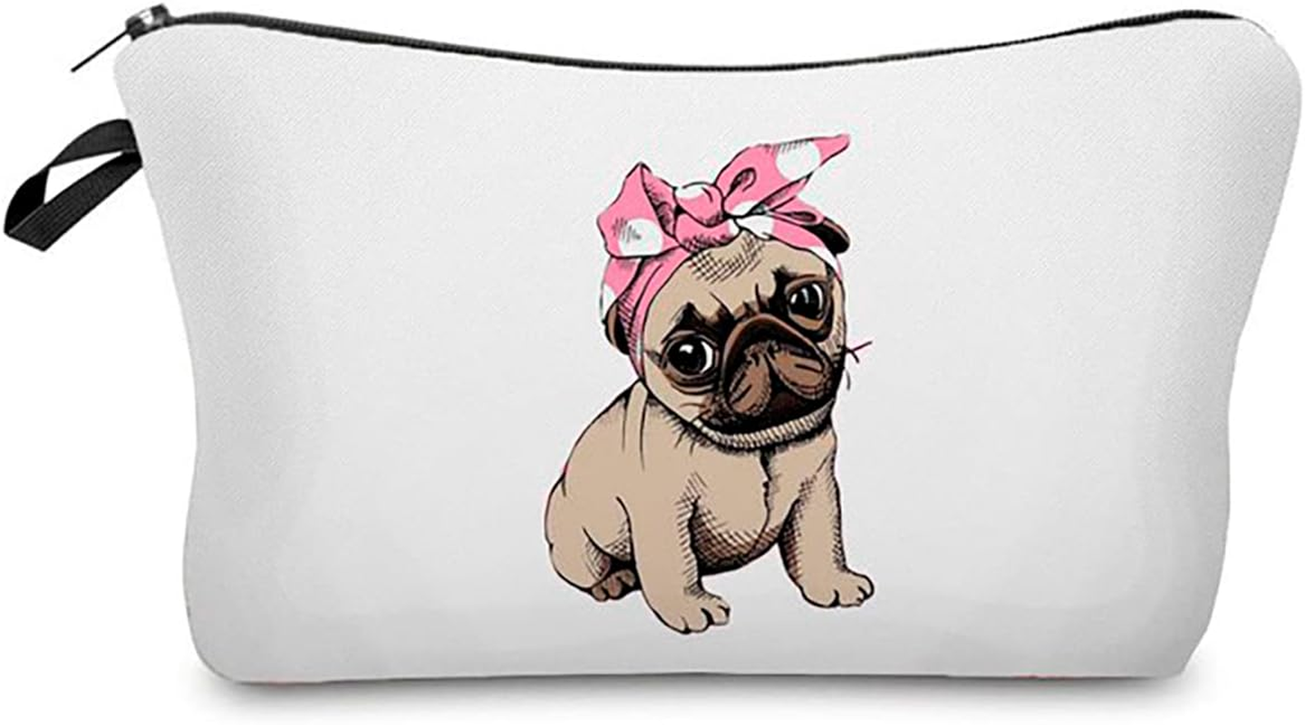 Fashionable Toiletry Bag, Cosmetic Bag, Make-Up Bag, Water-Repellent, Original Print Motifs for Travel, Holidays and Everyday Use, Three Baby Pugs image number 5
