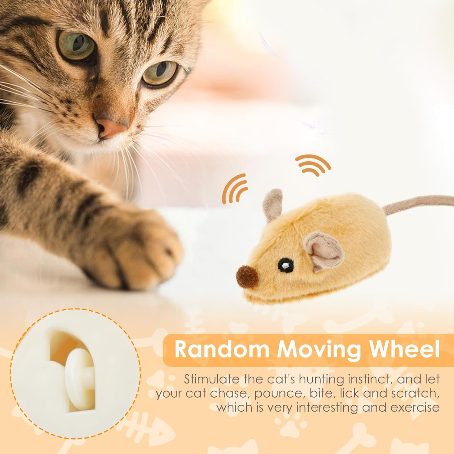 Awobepl 2Pcs Interactive Cat Toys with Feather Tail USB Rechargeable Moving Cat Toy with LED Light Cute Moving Kitten Toys Electric Cat Toy for Indoor Cat Boredom image number 1
