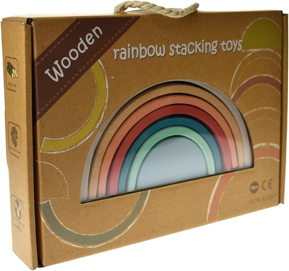Kaper Kidz Calm & Breezy Wooden Rainbow Terracotta Stacking Toy