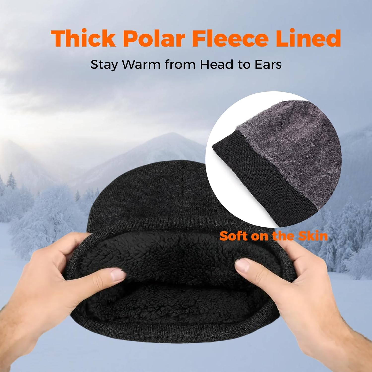 Beanie for Men Women Winter, Thick, Thermal, Fleece-Lined Knit Cap for Beanie, Ideal for Running, Skiing, Snowboarding, and Other Cold Weather Outdoor Activities, Classic, Stylish & Warm image number 4