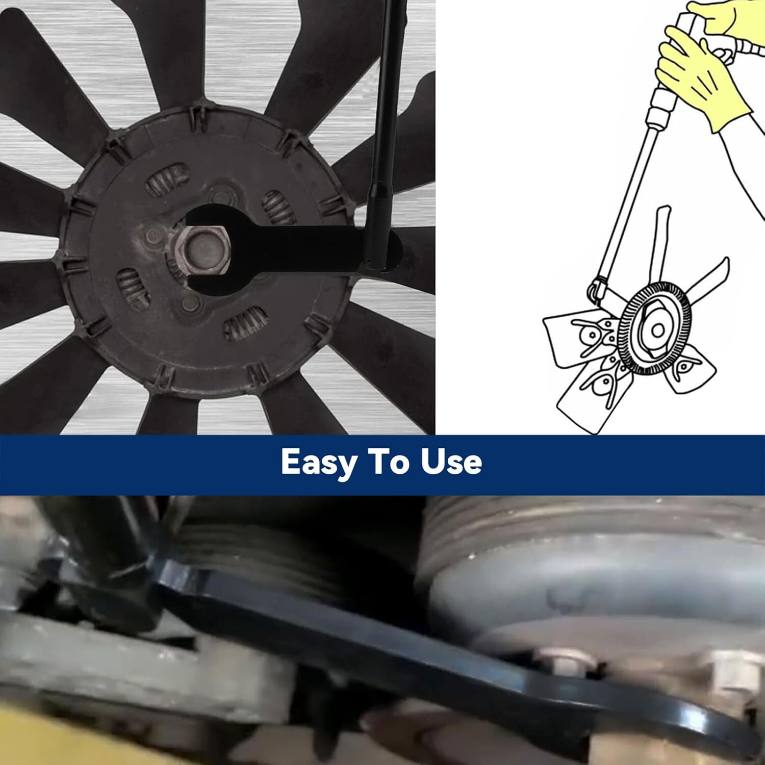 8PCS Fan Clutch Removal Tool Kit, 43300 Pneumatic Fan Clutch Wrench Set, Pneumatic Tools Air Tool Kit Durable Steel Auto Repair Spanner Kit Compatible with Ford, GM, Chrysler, Jeep Vehicles image number 6