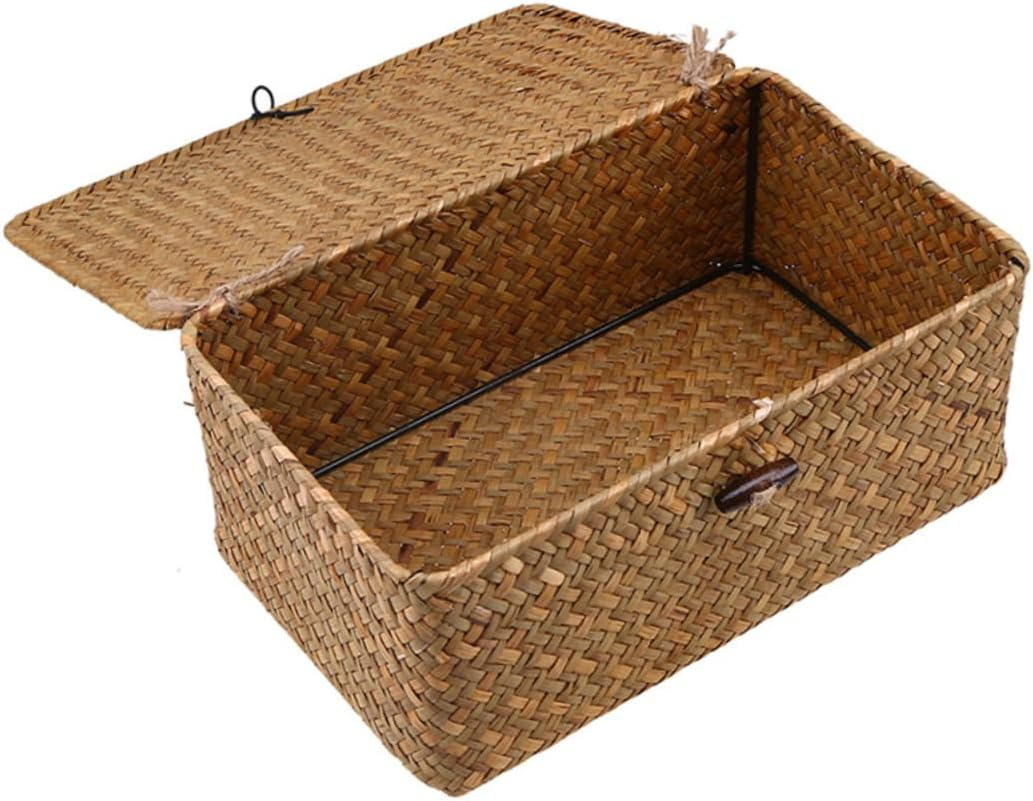 OFFSCH Seagrass Storage Basket Handwoven Rattan Container for Home Office Living Decor Clothes Organization
