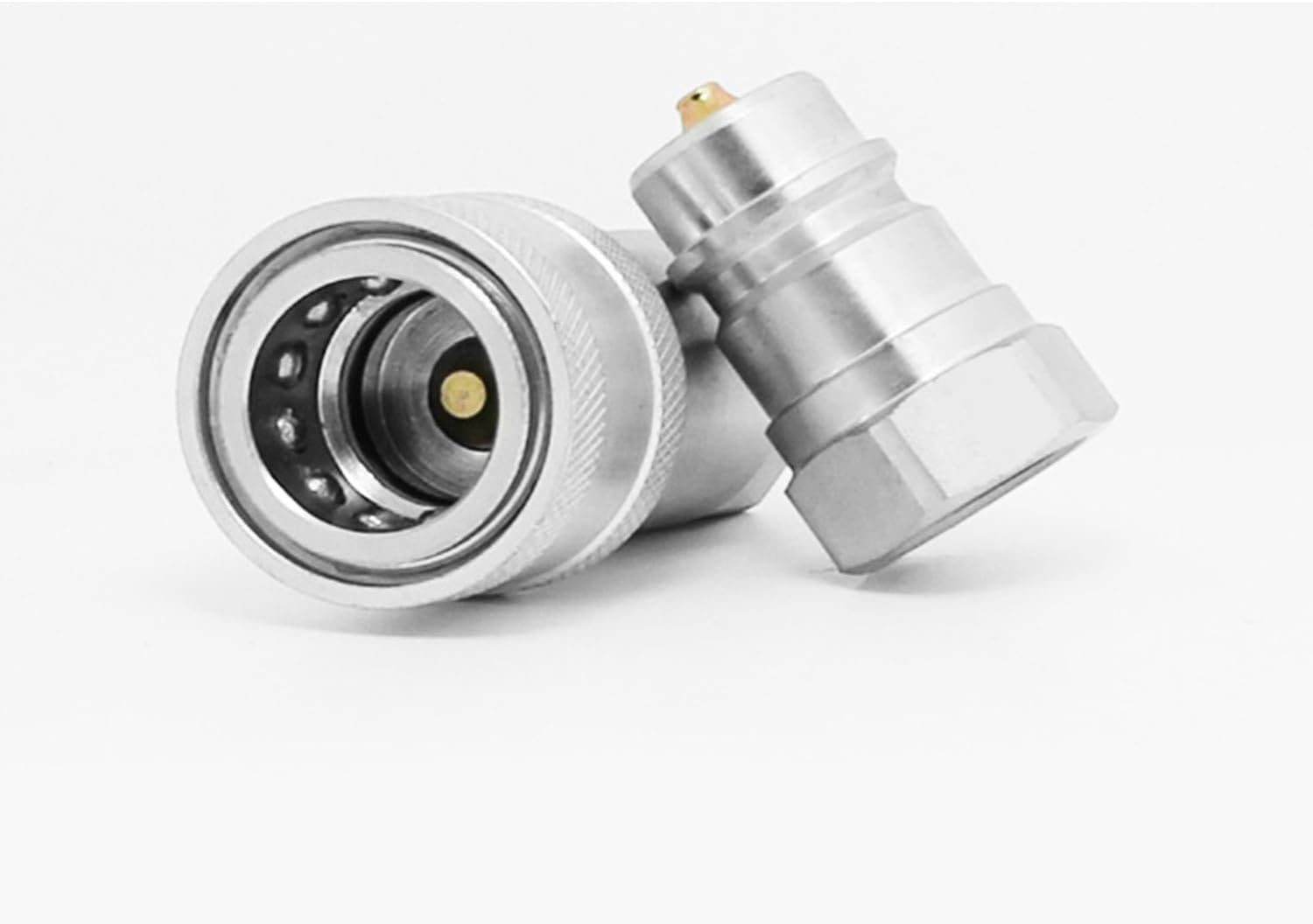 Coehaopike 3/8" NPT ISO-A Hydraulic Quick Disconnect Coupling, 1 Set Flat Face Hydraulic Quick Connect Coupler with Dust Caps Quick Release Coupling Set image number 3