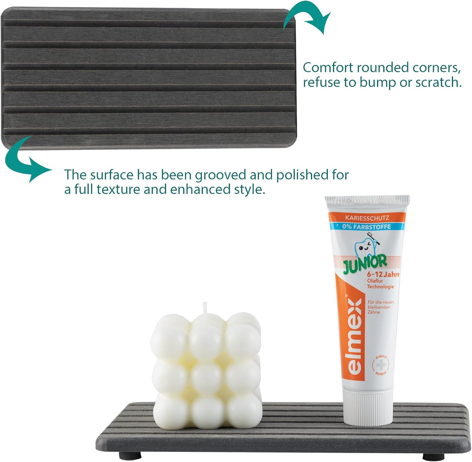 2 PCS Water Absorbent Diatomite Coasters Rectangle, Grooved Design, Water Absorbing Stone Used for Hand Soaps & Plants & Toiletries in the Modern Home image number 4