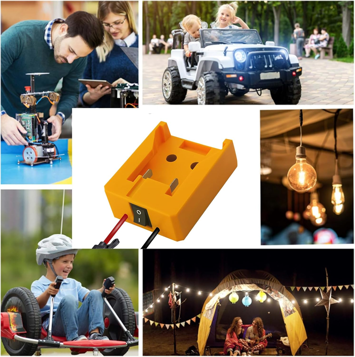 2Packs Power Wheel Adapter for Dewalt 20V Battery Adapter, Battery Converter Kit with Switch & Fuses & Wire Terminals, 14AWG Wire, Power Connector for DIY Rc Car Toys, Robotics and Rc Truck