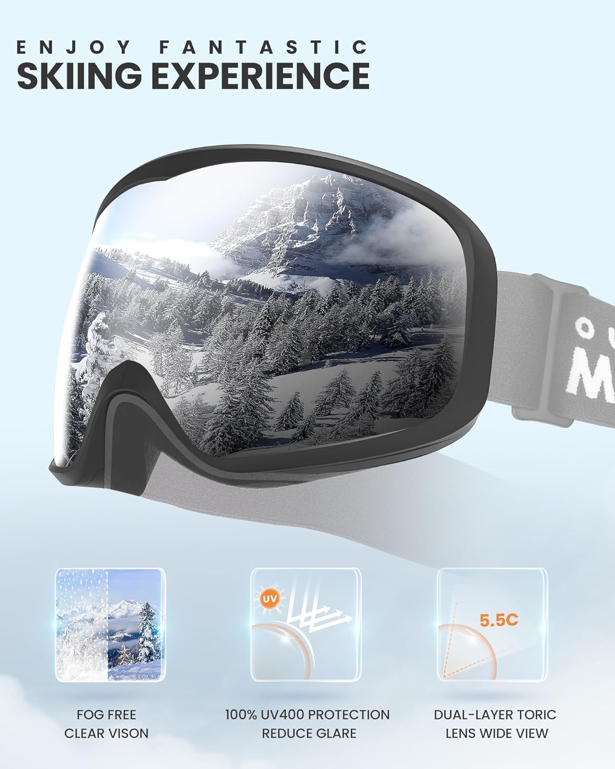 Outdoormaster Owl Ski Goggles OTG, Snow Snowboard Goggles for Men Women Youth, Anti-Fog, 100% UV Protection image number 1