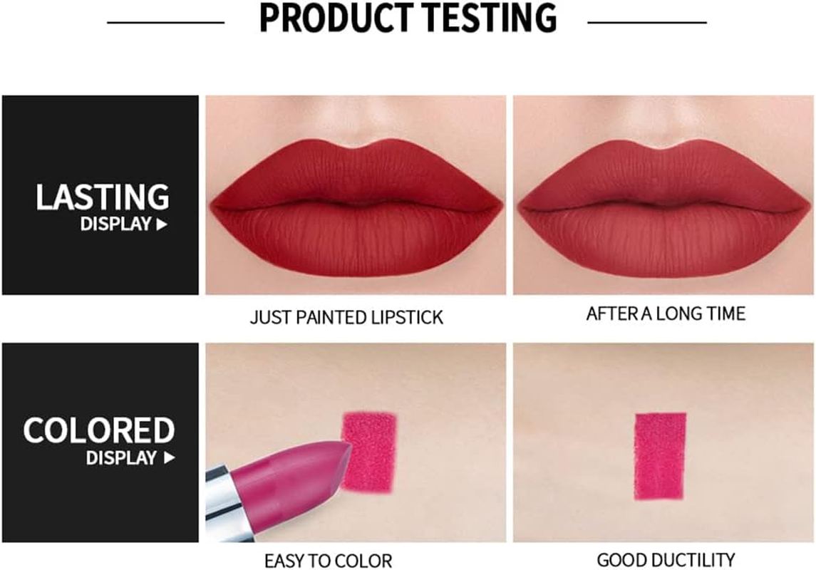 SHANGLIN Professional Matte 12 Colors Makeup Lipstick Lips Waterproof Lipstick Long Lasting Pigment Velvet Matte Lipstick Lip Matte (9#) image number 4
