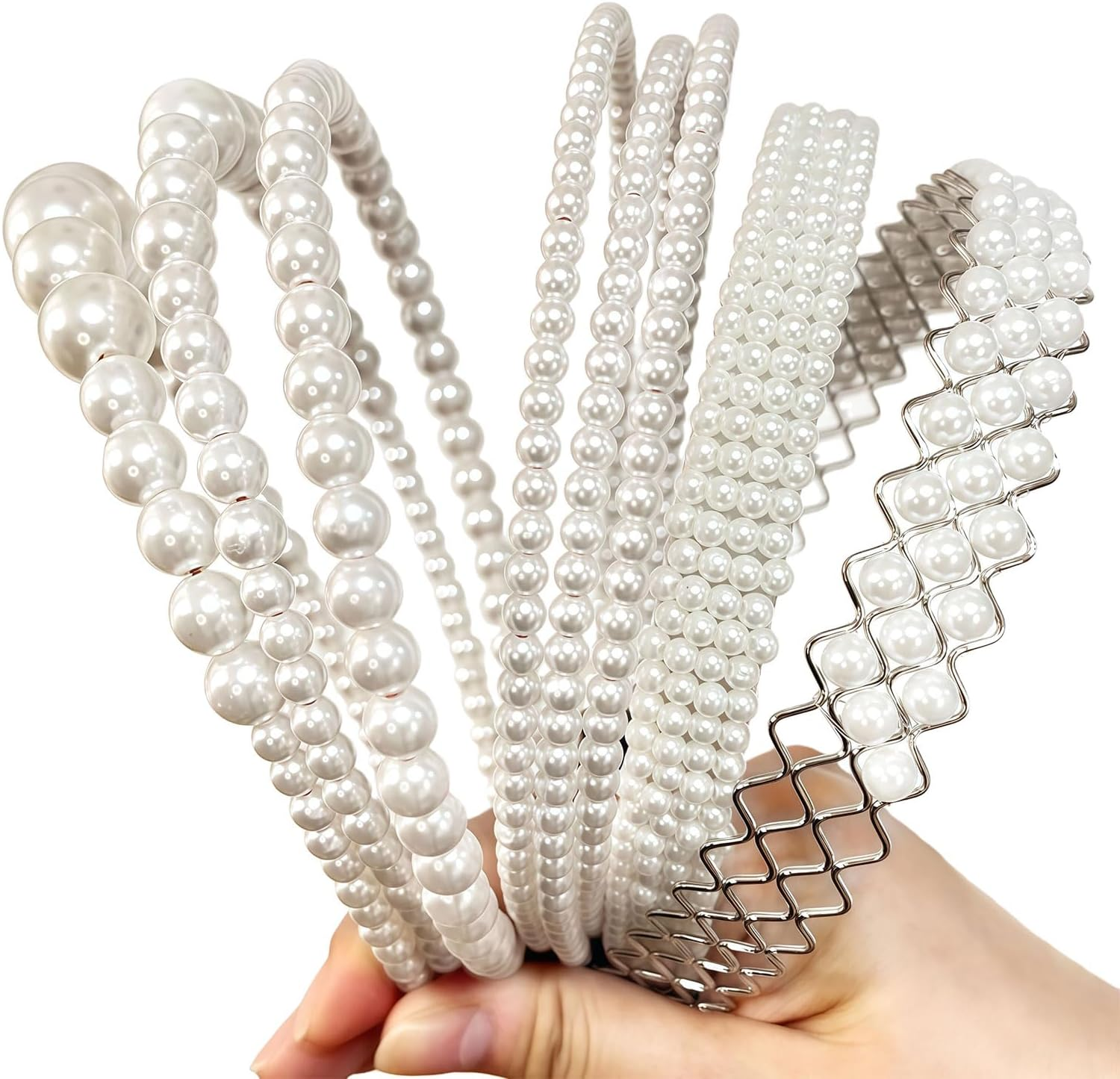 Xanthelle Haarreif Dirndl, 6 Pieces Pearl Women, Traditional Headband & Accessories, White Imitation Pearl Headbands for Weddings, Stylish Hair Ornaments image number 6