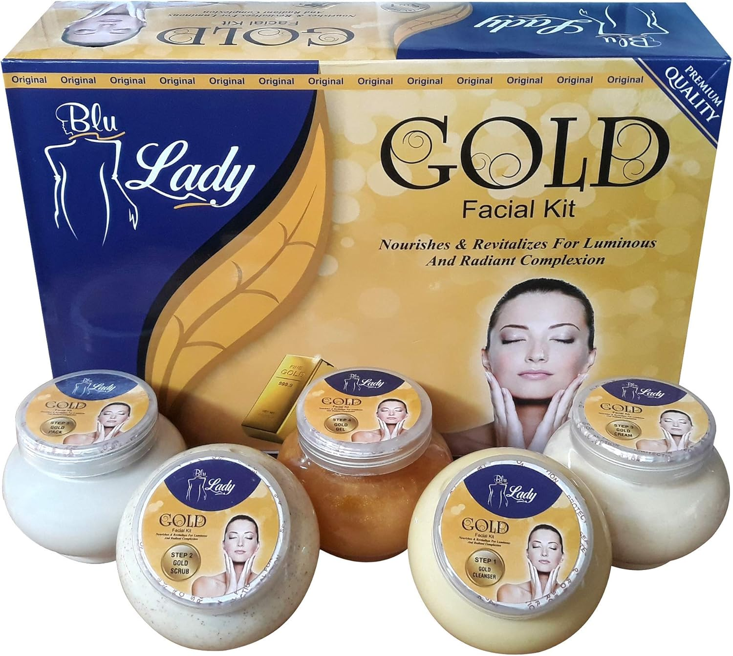 Prifix Blue Lady Aroma Magic Gold Facial Kit for Men and Women Glowing Skin Care Treatment Instant Glow Care for Beauty Radiance Booster Facial Foam | Gold Facial Kit All Skin Types | Aroma Gold image number 3