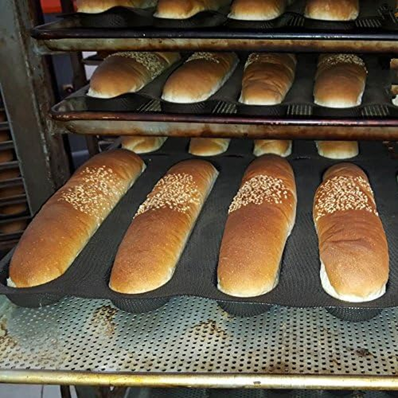 Bluedrop Silicone Bread Forms for Hot Dog Baking Molds Sandwich Making Sheet 4 Caves 9 Inches Loaf Eclair Mats