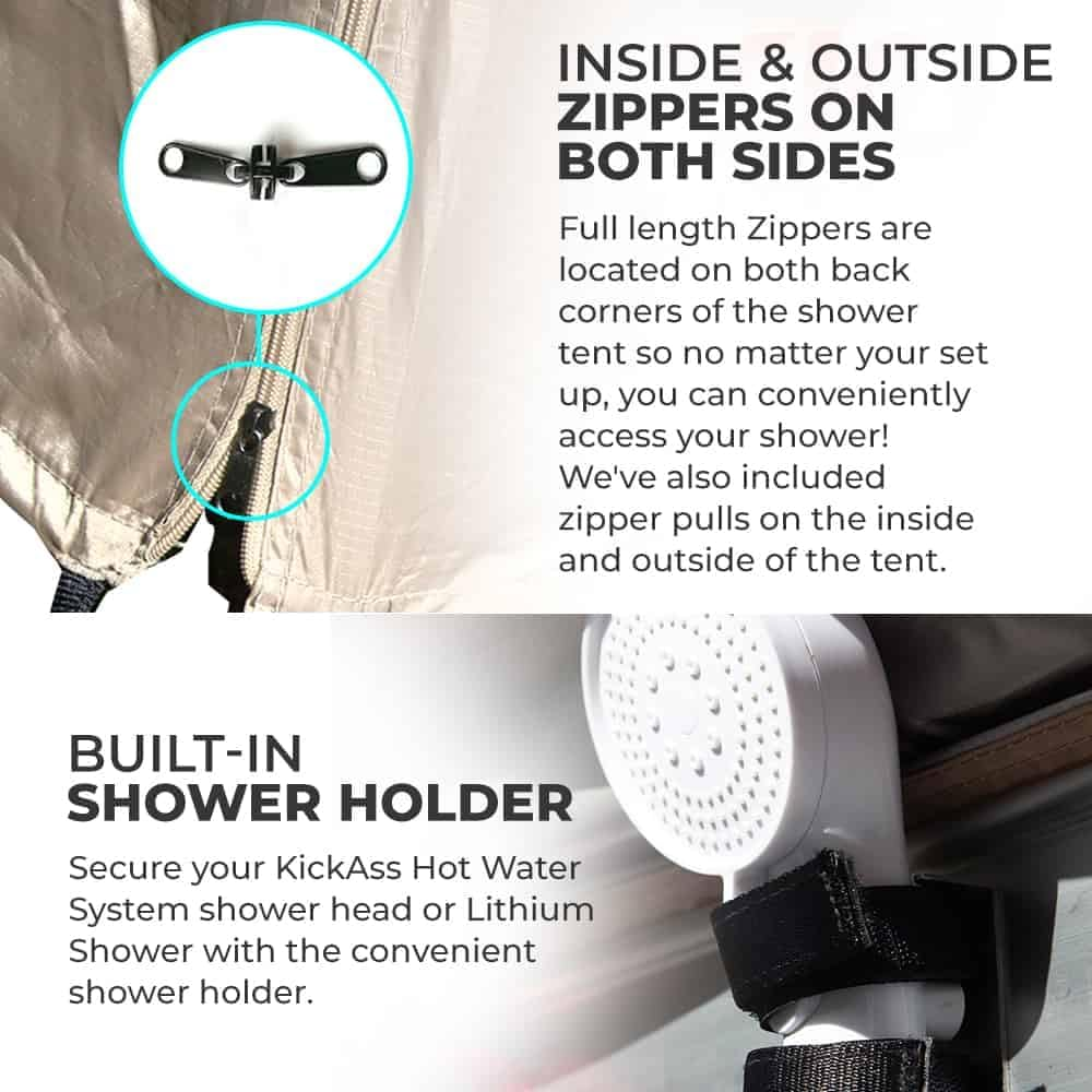 Kickass Premium Shower Tent Awning with Roll Out Roof - Durable Car Awning, Shower Room, Privacy Shelter, Bathroom, Outdoor Changing Room, Tall, Portable, Waterproof, Off-Grid, 4X4 Ute Caravan Ready image number 1