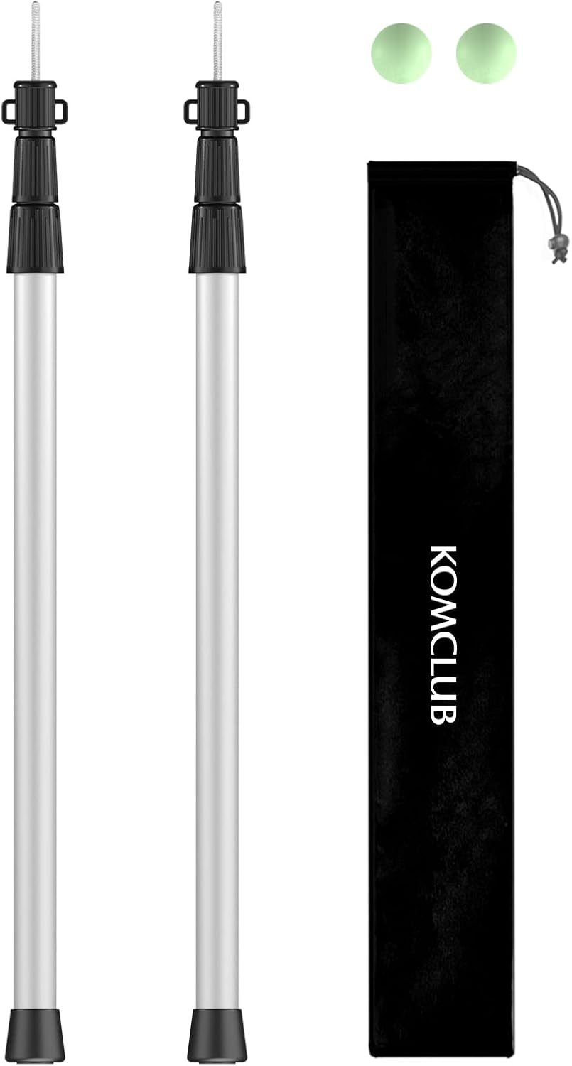 KOMCLUB Telescoping Tarp Poles | Adjustable Tent Poles Stepless Height Adjustment 97-245Cm Retractable without Assembly, Outdoor Camping Storage Bag Included