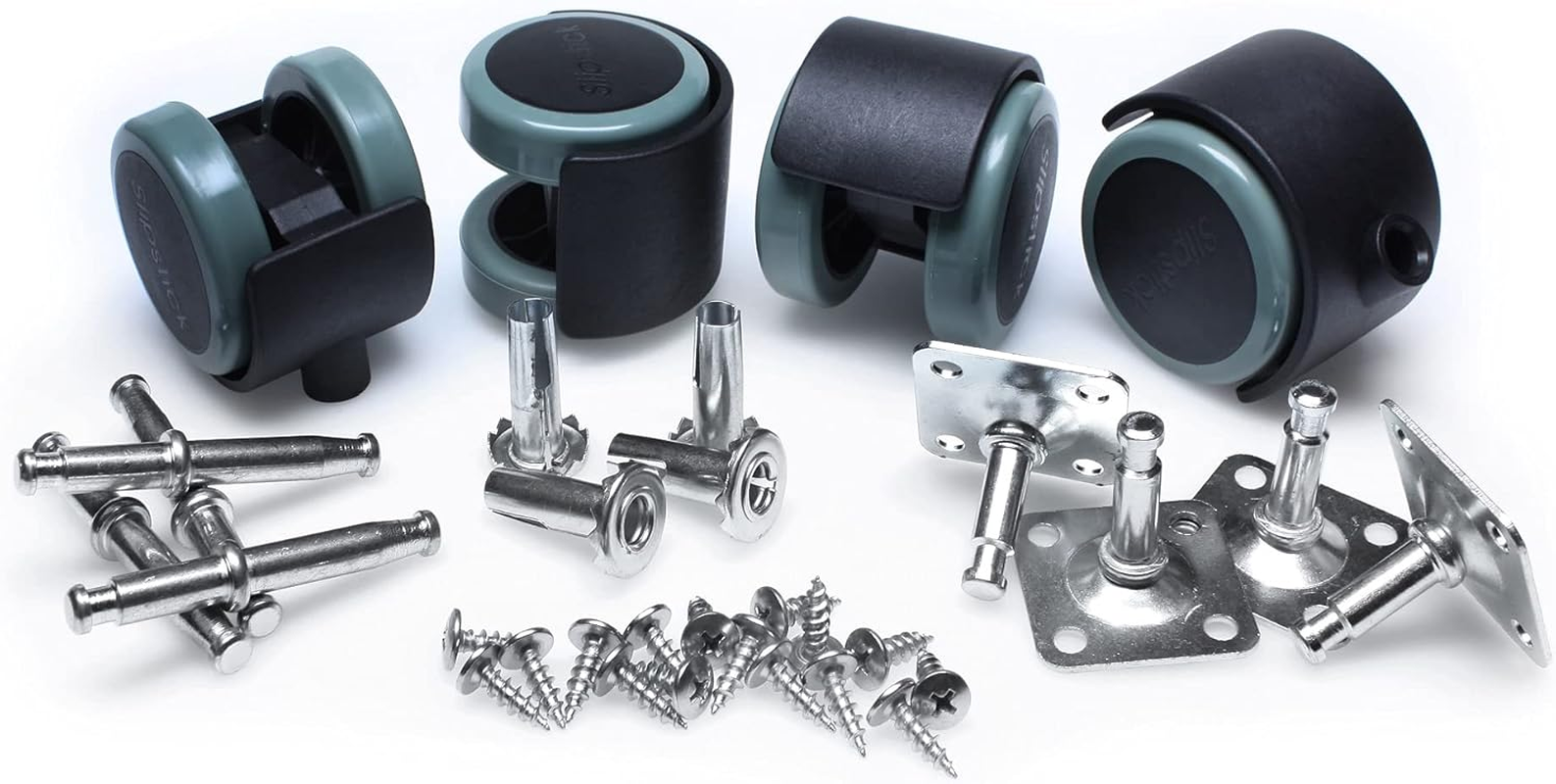 Slipstick CB681 2 Inch Floor Protector Rubber Caster Wheels (Set of 4) 5/16 Inch Stem or Top Plate Mounting Options - Black/Gray image number 5