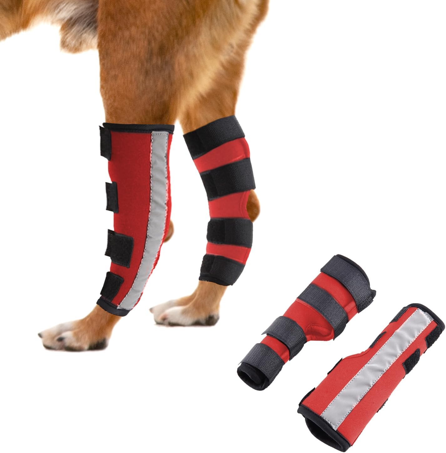 NACOCO Dog Leg Brace- Pair of Dog Canine Leg Wrap with Safety Reflective Straps Protects Wounds Brace Heals and Prevents Injuries and Sprains (Small) image number 3
