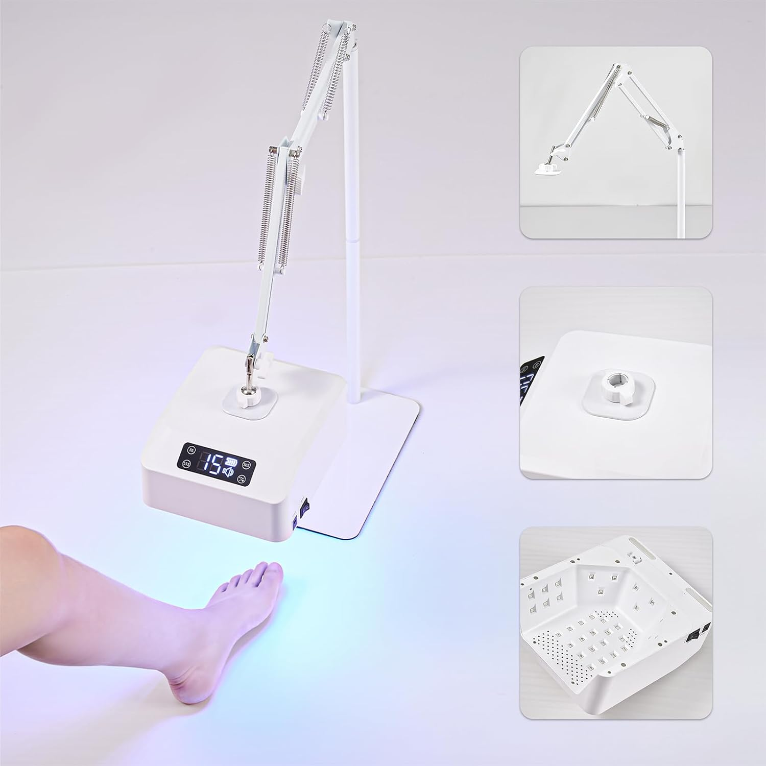 Eccuslon UV Foot Lamp, 78 W Hanging Pedicure Lamp, Wireless UV Lamp for Feet, LED Nail Lamp on Arm, Wireless Floor Light for Curing Gel Nail Polish (Whole Floor Lamp) image number 3