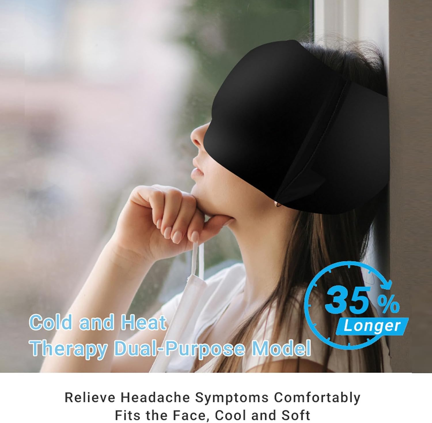 Migraine Mask，Migraine Headache Relief Cap，Tension Headache Relief, 360&deg; Gel Surround Cooling Pads, Head Ice Pack Form Fitting Ice Hat， Migraine Cap for Sinus Headache Relief. image number 4
